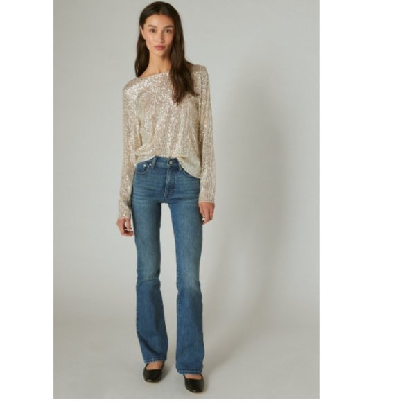 Lucky Brand High Rise Women's Dark Wash Flare Jeans 2 Way Stretch Sz 10 NWT - Picture 1 of 7